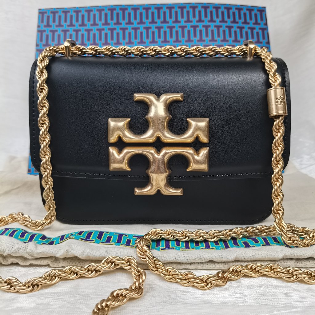 Tory Burch Eleanor Convertible Leather Shoulder Bag Crossbody Bag In Black